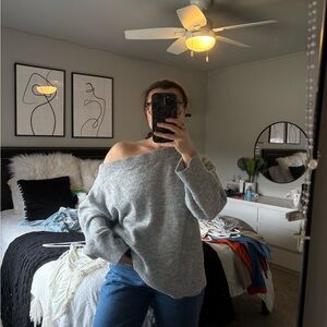 NA-KD Gray Off The Shoulder Sweater!